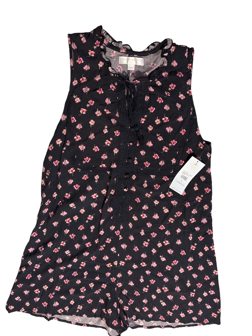 Spiritual Gangster Gray Floral Button-Front Romper